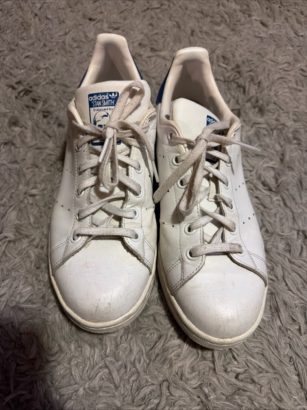Adidas Stan smith White Leather Sneakers with varsity blue size 7 men/ 8.5